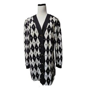 Vintage 80s Leslie Fay Collections Diamond Pattern Cardigan Size 10 Made in USA